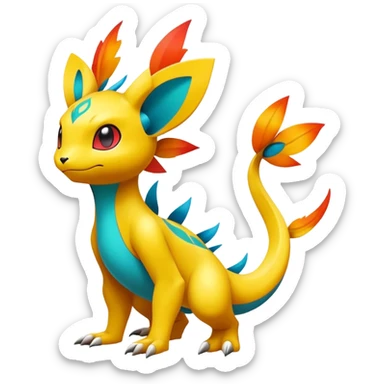 exotic fantasy-creature-Fakémon-Pokémon, full body, with random markings sticker