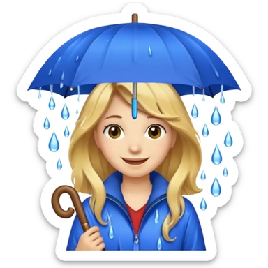 People getting wet (umbrella, dripping hair) sticker