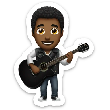 american man with black guitar sticker