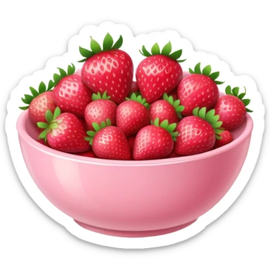 large fancy pastel pink bowl of strawberries sticker