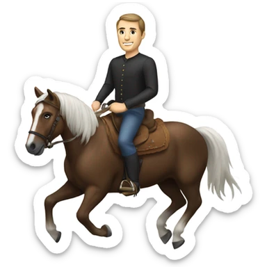brunette white man riding a horse  sticker