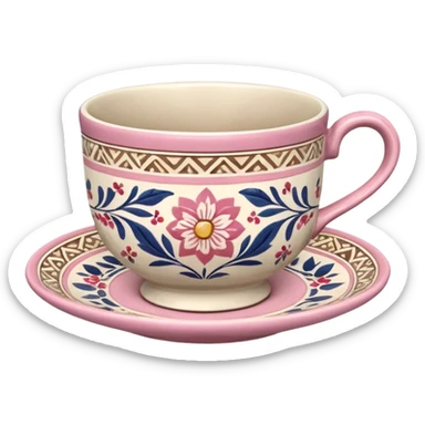 Pink white & beige Talavera tea cup sticker
