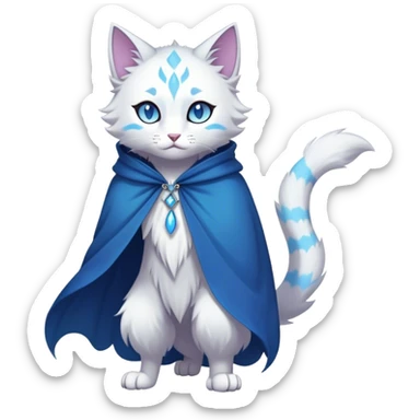 Kawaii dark edgy fantasy pastel ethereal feline-vernid-fursona animal creature with a tufted tail full body sticker