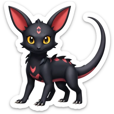 full body Salandit Umbreon Noibat Litten hybrid, standard emoji style, cute pose sticker