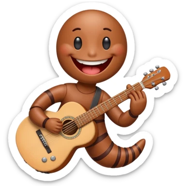 Earthworm playing guitar sticker