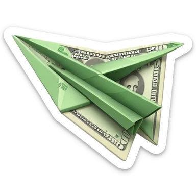Paper plane made of money sticker