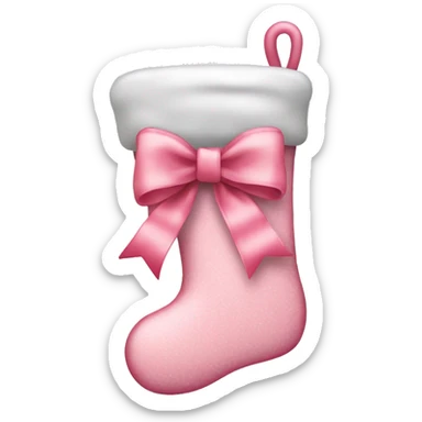light pink Christmas stocking with a bow sticker
