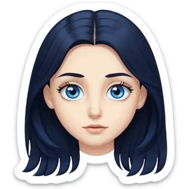 long dark hair with big blue eyes and long dark eyelashes sticker