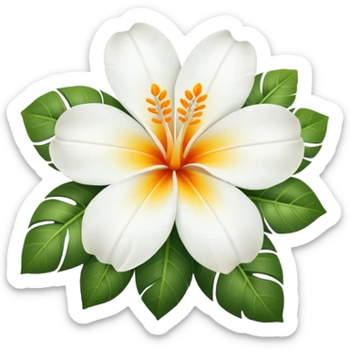 White tropical flower sticker