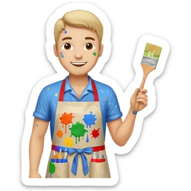 happy man painting a picture full body sticker