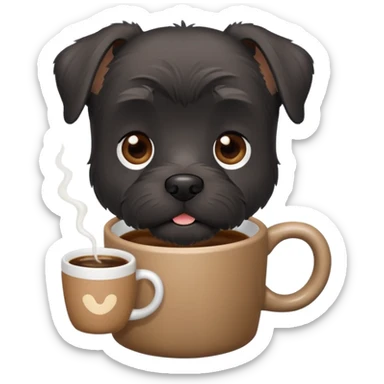 Black schnauzer drinking coffee sticker