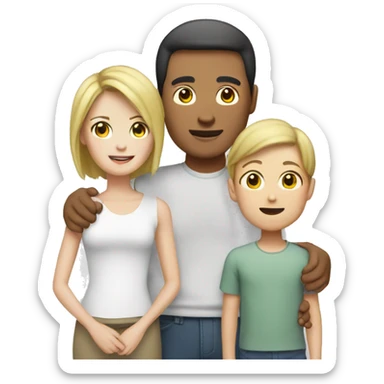 Asian dad and white mom with white teenager  sticker