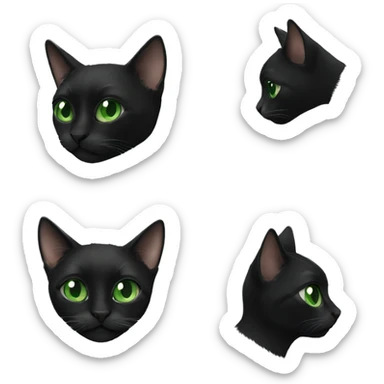 Green eyed black cat sticker