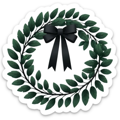 black funeral wreath; no light colors. sticker