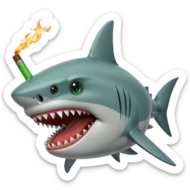 Shark face with a blunt in its mouth sticker