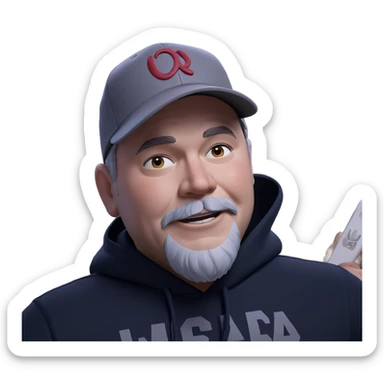 bearded boy in baseball cap sticker