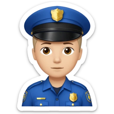 Police man wearing Blue uniform without hat or cap sticker