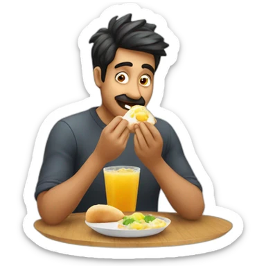 man eating pani puri sticker