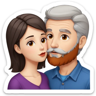 Grey haired bearded man and pretty brunette kissing  sticker