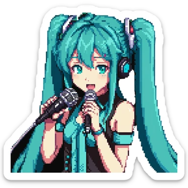 Cute Hatsune Miku singing with microphone sticker