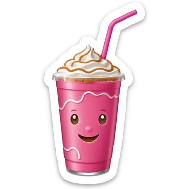strawberry biscoff drink with lid and straw without face sticker