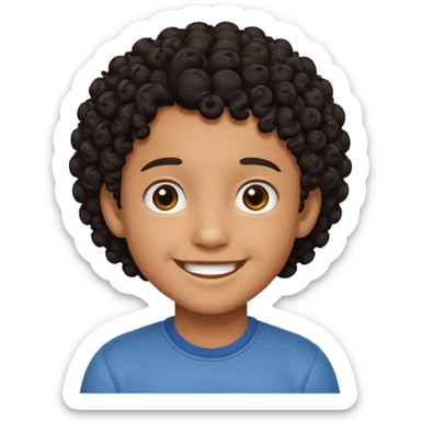 curly black haired kid sticker