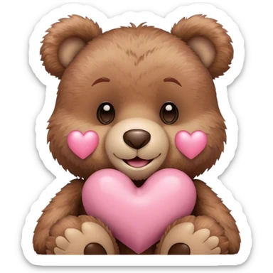 pink heart and happy teddy bear sticker