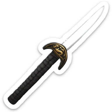 Katana with white handle and black edge sticker