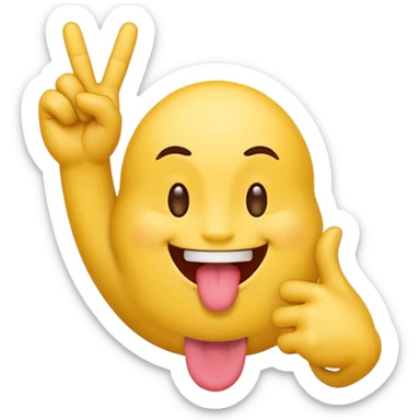 emoji with tongue sticking out and one hand touching middle finger and thumb sticker