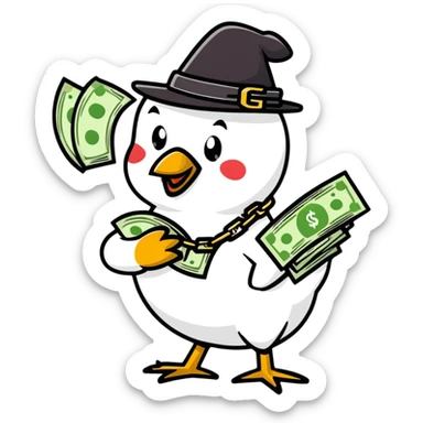 cool chicken gangster with money and bling sticker