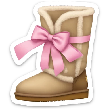 Beige uggs with pink bowd sticker