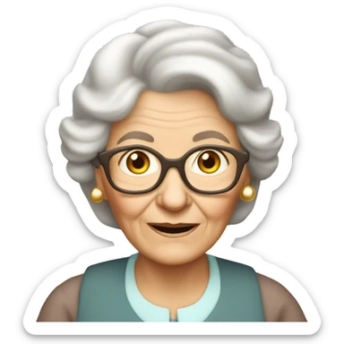 old white grandmother blogger with iPhone sticker
