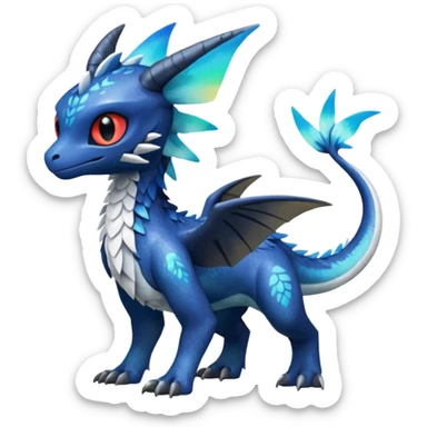 Shiny Blue Colorful Toothless-Trico-Silvally-Fakémon-hybrid-creature (full body)  sticker