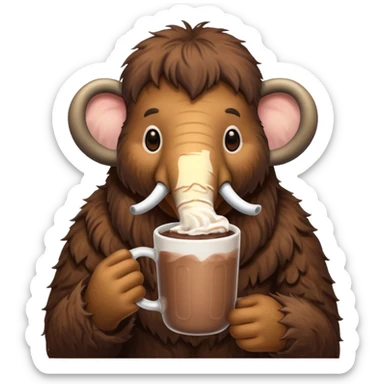 A mammoth who drinks a hot chocolate sticker