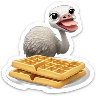Ostrich eating waffles  sticker