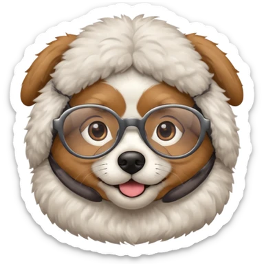 dog wearing grany sticker