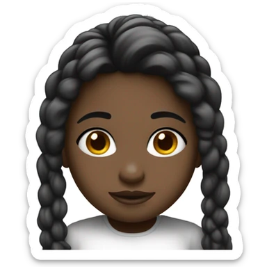 Crea una niña de pelo negro y blanca durmiendo sticker