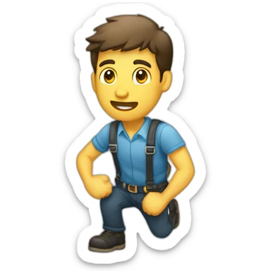 Hombre escalando posición de trabajo sticker