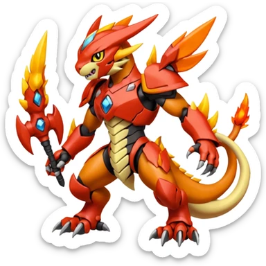 Meloetta-Wargreymon-Guilmon-Agumon-Pokémon-Digimon-Fakémon-fusion-hybrid-creature sticker