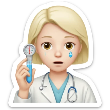 persona enferma con un termometro en la boca  sticker
