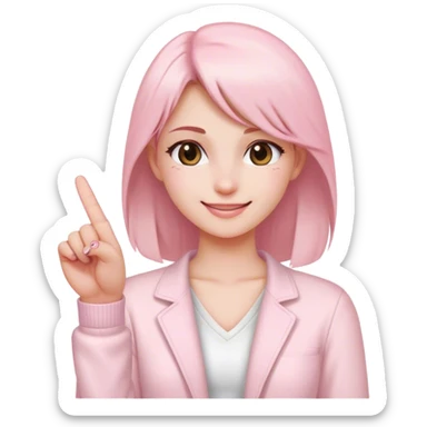 Girl smiling giving the middle finger wearing light pink and white clothes sticker