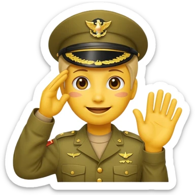 Eine salutierenden Emoji (Hautfarbe: gelb ) in Armee Klamotten männlich salutierend salutierend  sticker