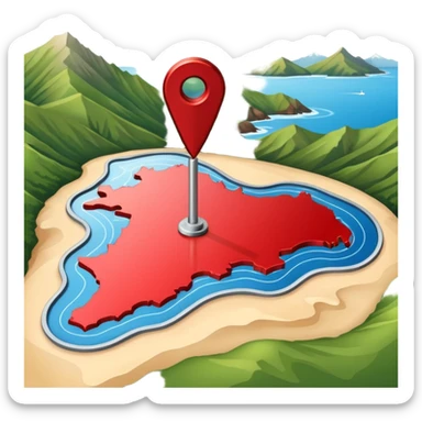 gps locater pin on west coast nz terrain map sticker