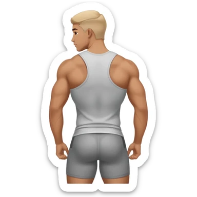 guy working out glutes with shirt on from the back sticker