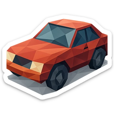 polygonal low-poly car with geometric shapes sticker