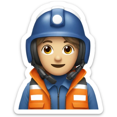 protection civile casque blanc habits orange et bleu  sticker