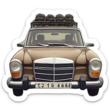trip around galicia in a old mercedes benz w115 percebes sticker