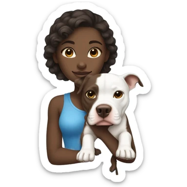 Dark Brown haired, almond skinned girl,with a blue nosed pit bull sticker