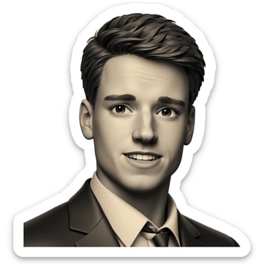 monochrome portrait of a boy sticker