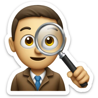 Person with a magnifying glass  on a ant sticker